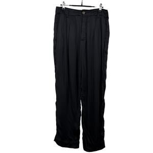 The GREAT. Size 28 Trouser Pants Black High Rise Womens Silky Pleated‎ Pockets